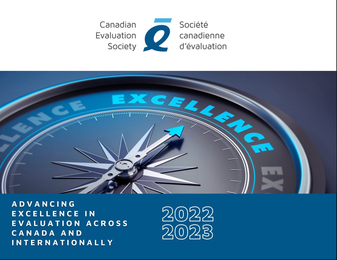 An image of a compass with the text Canadian Evaluation Society, Advancing excellence in evaluation across Canada and internationally.